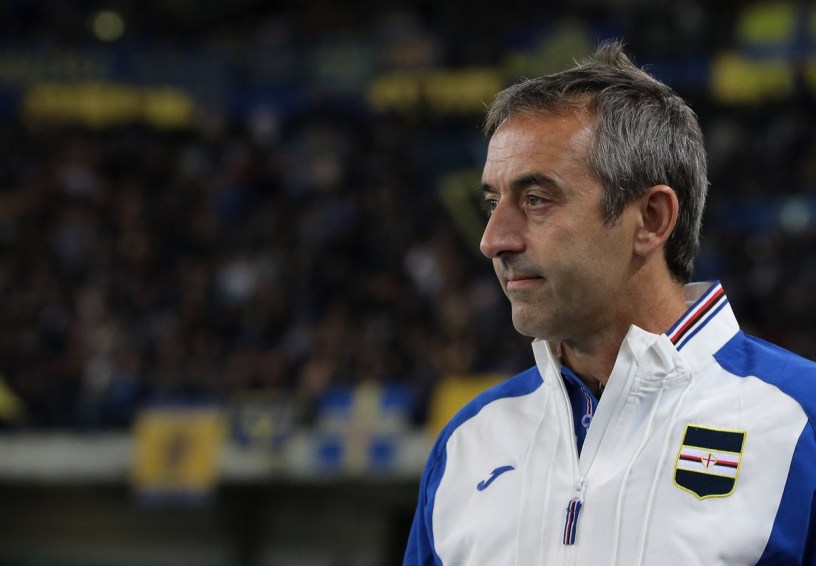 VERONA, ITALY - SEPTEMBER 20: UC Sampdoria coach Marco Giampaolo looks on before the Serie A match between Hellas Verona FC and UC Sampdoria at Stadio Marc'Antonio Bentegodi on September 20, 2017 in Verona, Italy. (Photo by Emilio Andreoli/Getty Images)