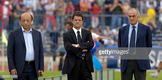 EMPOLI SEPTEMBER 11, 2005 : (R-L) Luciano Moggi, head coach FC Juventus Fabio Capello and Antonio Giraudo prior to the Serie A match between Empoli and Juventus played at Carlo Castellani stadium in Empoli.