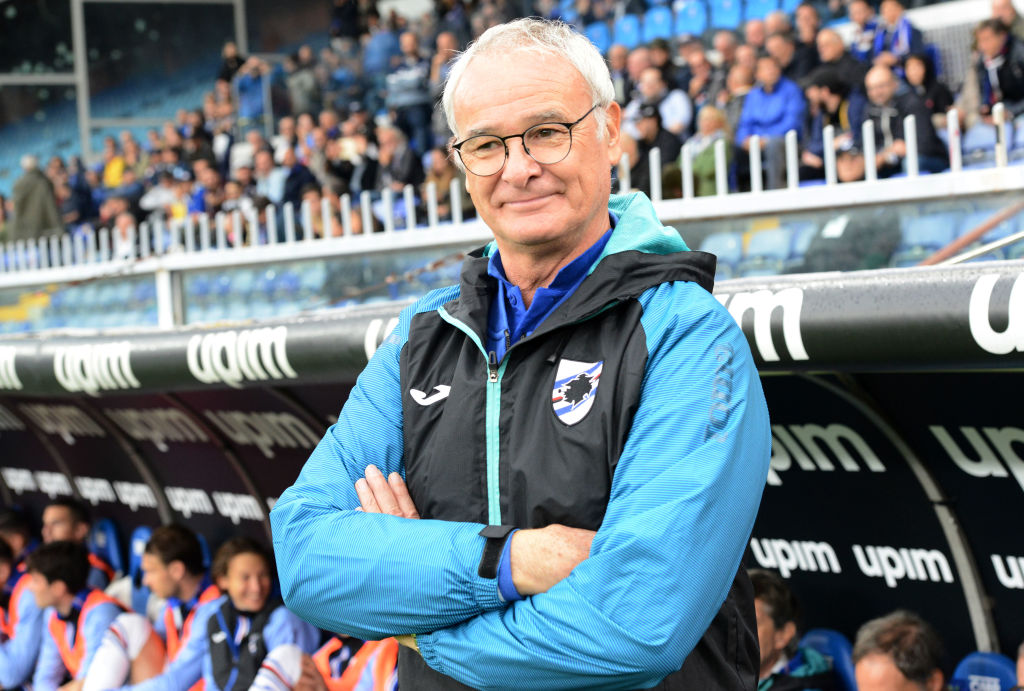 GENOA, ITALY - OCTOBER 20: Claudio Ranieri head coach of UC Sampdoria Team and Paulo Fonseca head coach of AS Roma during the Serie A match between UC Sampdoria and AS Roma at Stadio Luigi Ferraris on October 20, 2019 in Genoa, Italy. (Photo by Paolo Rattini/Getty Images)