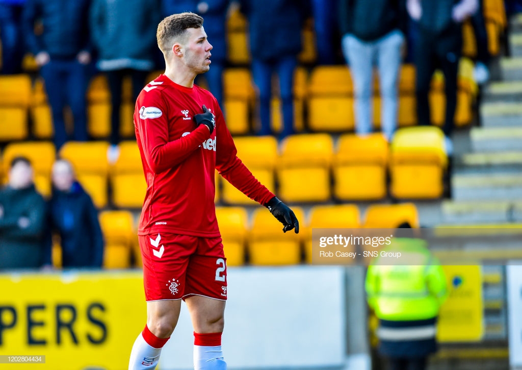 PERTH, SCOTLAND - FEBRUARY 23: Florian Kamberi celebrates after scoring to make it 1-1 during the Ladbrokes Premiership Match Between St Johnstone and Rangers at McDiarmid Park on February 23, 2020 in Perth, Scotland. (Photo by Rob Casey / SNS Group via Getty Images)