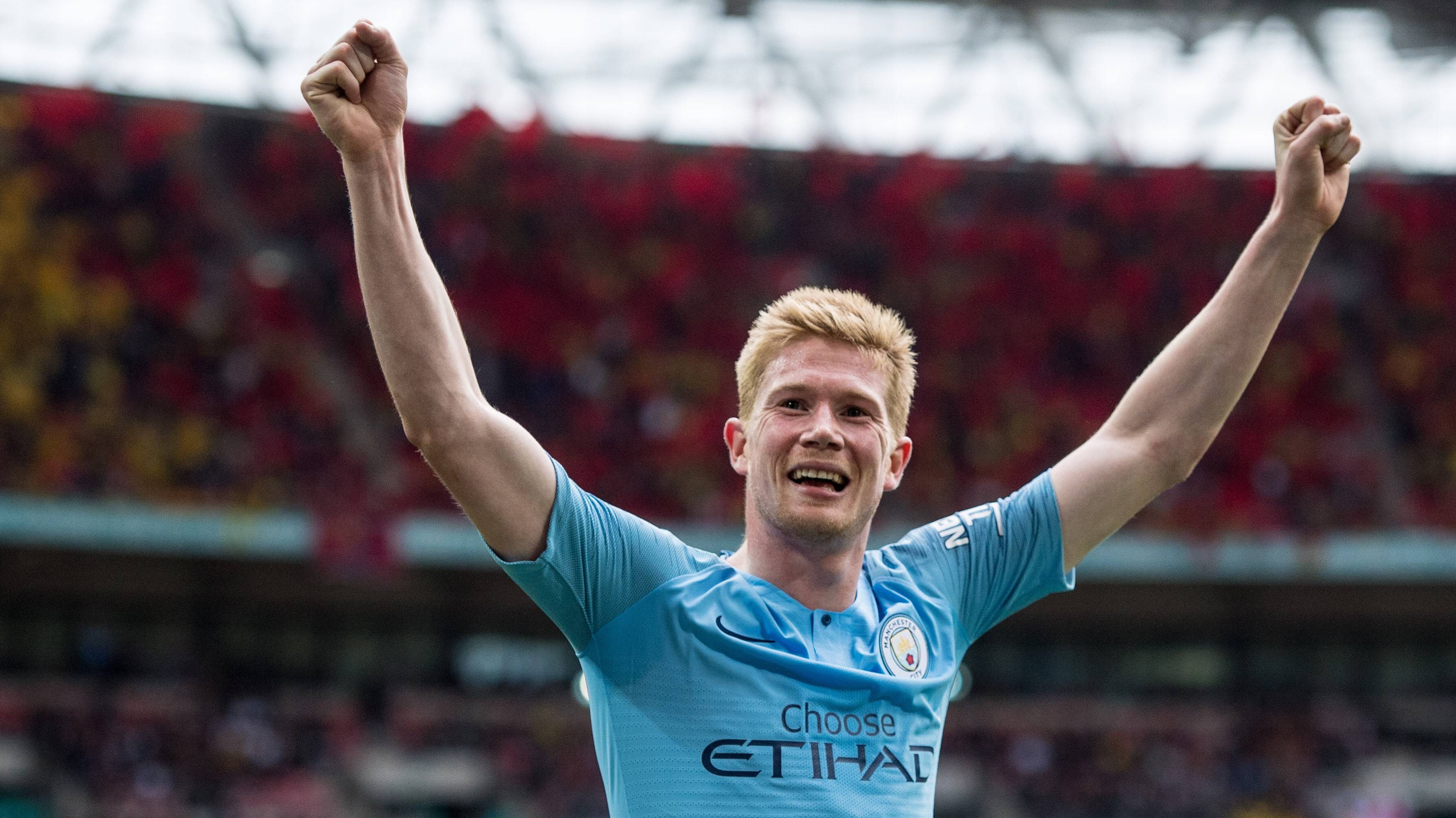 LONDON ENGLAND MAY 18 Kevin de Bruyne of Manchester City celebrate during the FA Cup Final match