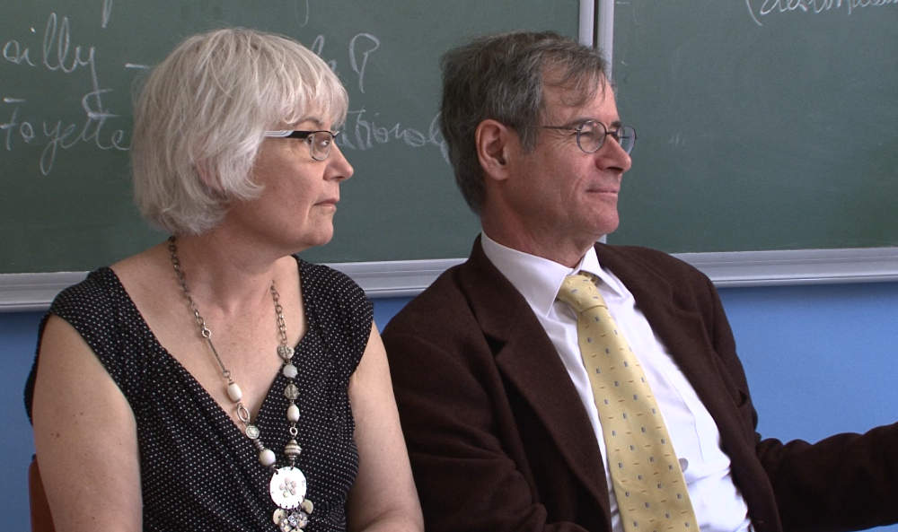 Elisabeth dhe Jean-Paul Champseix, në ambientet e Fakultetit të Gjuhëve të Huaja, 28 vjet pas largimit nga Shqipëria
