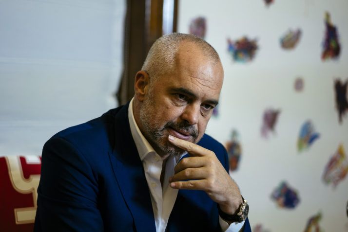 Albanian Prime Minister Edi Rama speaks during an interview in Tirana on June 28, 2016. When Albanian Prime Minister Edi Rama wrote to the London Times about the risk of Brexit, his message was clear -- and echoed other Balkan nations desperate to join the European Union. / AFP / DIMITAR DILKOFF (Photo credit should read DIMITAR DILKOFF/AFP/Getty Images)