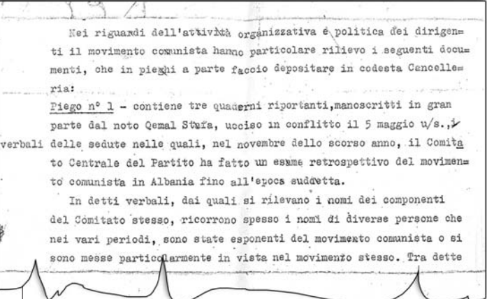 Faksimile e procesverbalit që është përdorur në gjyqin ndaj komunistëve në Tiranë, që pretendohet se është dokumenti i themelimit
