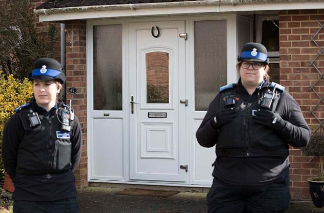 Mandatory Credit: Photo by Peter MacDiarmid/REX/Shutterstock (9449854k) Police remain on guard at the house of former Russian spy Sergei Skripal Russian spy critically ill after being exposed to unknown substance, Salisbury, UK - 06 Mar 2018 Former Russian spy Sergei Skripal and his daughter were taken to Salisbury District hospital after becoming ill with suspected poisoning. The couple where found unconscious on bench in Salisbury shopping centre. Specialist units have been called in to deal with any possible contamination.