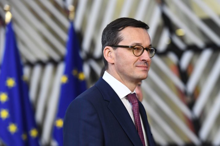 Polish Prime Minister Mateusz Morawiecki arrives to attend the first day of a European union summit in Brussels on December 14, 2017. European leaders will discuss the migration crisis and defence on December 14, followed by Brexit the day after. / AFP PHOTO / EMMANUEL DUNAND        (Photo credit should read EMMANUEL DUNAND/AFP/Getty Images)