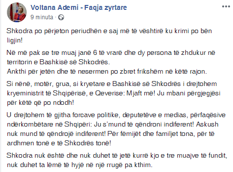 Ademi - Reagimi pas vrasjes ne Shkdoer