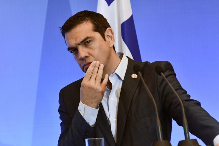 Greek Prime Minister Alexis Tsipras gives a press conference during the Greek-Serbian High-Level Cooperation Council, in Thessaloniki on July 13, 2017. / AFP PHOTO / SAKIS MITROLIDIS (Photo credit should read SAKIS MITROLIDIS/AFP/Getty Images)