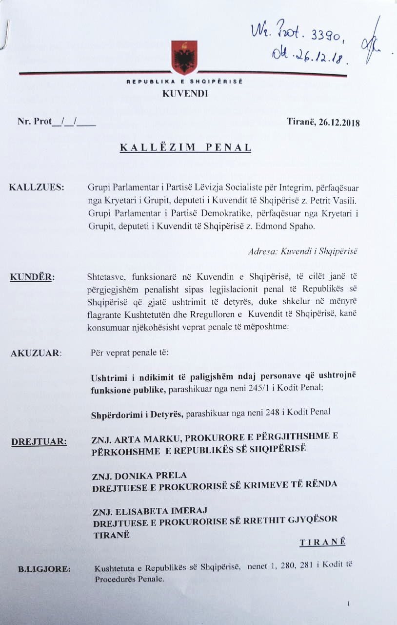 kallezimi penal PD LSI