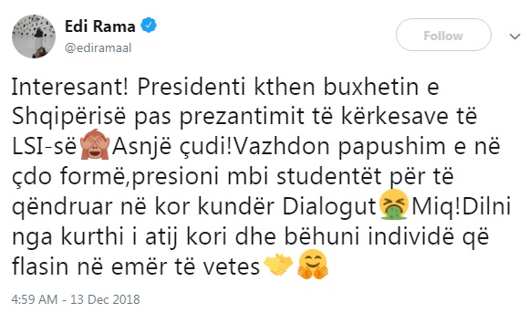 shkruan rama ne twitter