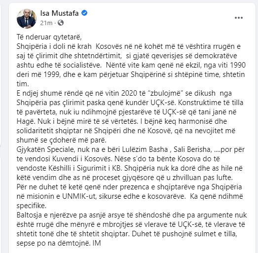 Isa Mustafaj-reagimi_basha