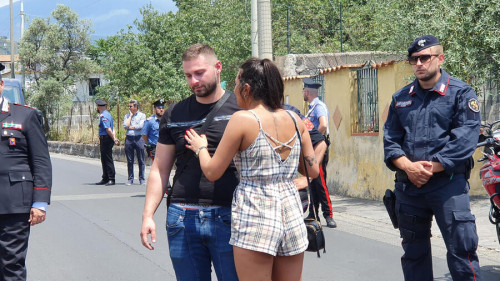 The desperation of little Elena's father, Giovanni Del Pozzo (C black T-shirt), the 5-year-old girl who disappeared and her body founded by her mother, in a field in Mascalucia, Catania, Italy, June 14, 2022. According to the mother, five-year-old Elena was kidnapped on 13 June by three men in the Sicilian town of Piano Tremestieri, near Catania. It was the woman who reportedly led authorities to the body after a night of questioning. ANSA/ORIETTA SCARDINO