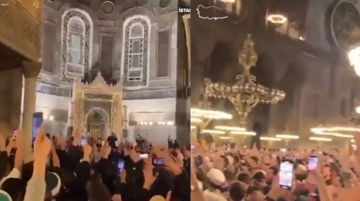 Mbështetësit e Erdoganit festojnë fitoren në zgjedhje brenda “Hagia Sophia-s”, dalin pamjet (VIDEO)
