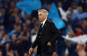 Soccer Football - Champions League - Semi Final - Second Leg - Manchester City v Real Madrid - Etihad Stadium, Manchester, Britain - May 17, 2023 Real Madrid coach Carlo Ancelotti looks dejected after the match REUTERS/Molly Darlington