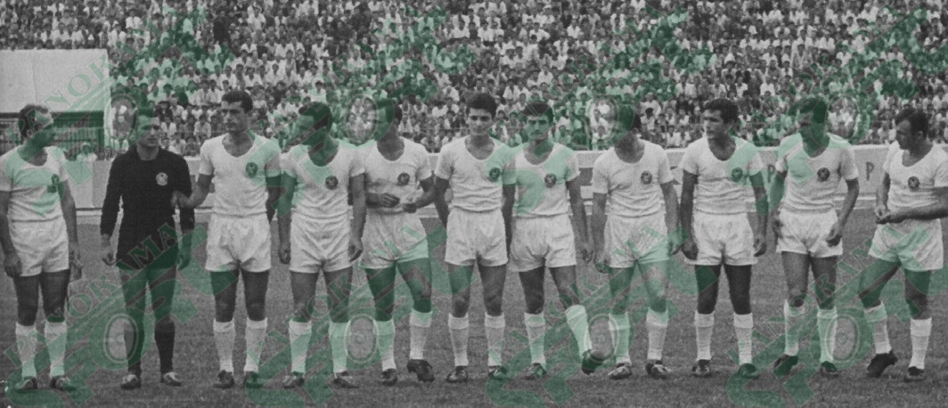 1968. Partizani fitues 1-0 ndaj Torinos për Kupën e Kupave të Europës. Nga e majta: Lin Shllaku, Mikel Janku, Ramazan Rragami, Robert Jashari, Mihal Gjika, Sabah Bizi, Pëllumb Shaqiri, Teodor Vaso, Neptun Bajko, Spiro Gjika, Panajot Pano.
