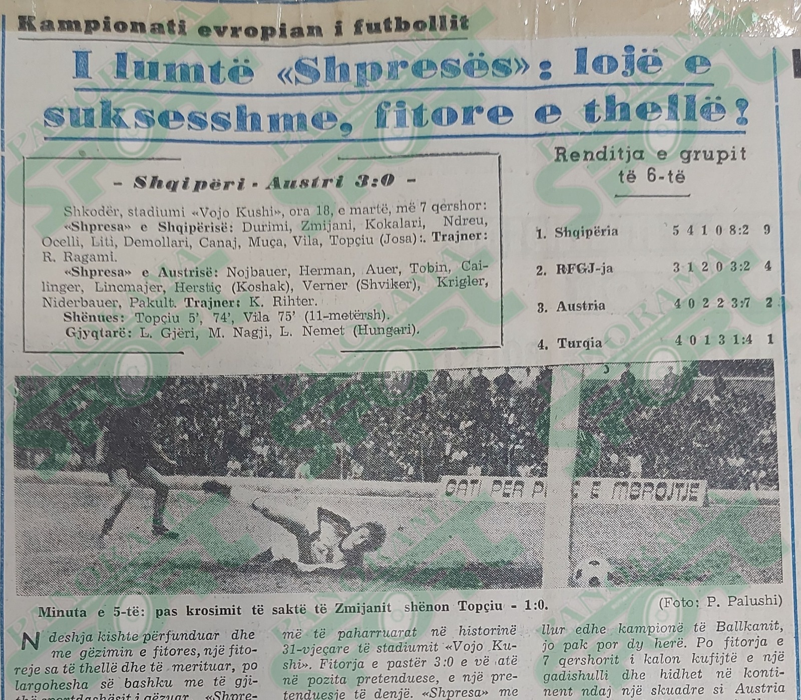 * Një tjetër kujtim “antik” gazetarie. 17 maj 1983. Ndeshja Shqipëria – Austria, 3-0. Fillimi i shkrimit i autorit Astrit Hafizi.