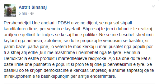 astriti sinanaj status kandidat
