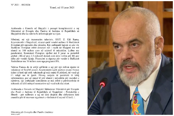Edi rama letra Ambasada franceze