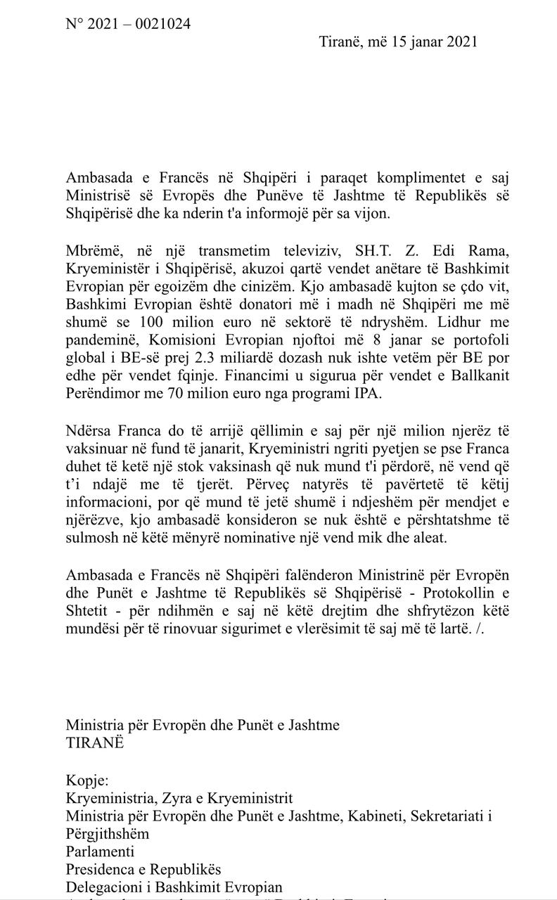 Letra e plote e Ambasades Franceze
