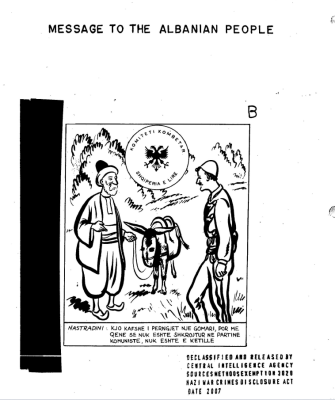 Trakt nga CIA: në vitet 1950, shumë përpara emaileve dhe postimeve virale në mediat sociale, qeveria amerikane bënte fushatat e saj me mesazhe nga qielli. Mes viteve 1950 dhe 1956, në partneritet me Komitetin Shqipëria e Lirë, Uashingtoni ndërmorri një program për bombardimin me trakte nga ajri në përpjekje për të minuar regjimin komunist shqiptar. Qindramijëra fletushka u hodhën nëpër Shqipëri, duke u tallur me komunistët dhe duke nxitur shqiptarët të rebeloheshin. Në një prej fletushkave shkruhet: Kjo kafshë i përngjet një gomari por me qenë se nuk është shkrojtur në partinë komuniste nuk është e këtillë. Fushata dhe plani në tërësi dështoi. Nuk ka të dhëna që fletërrufetë të kenë arritur te publiku. Ironikisht, Mbreti Leka, monarku shqiptar, tentoi një fushatë të ngjashme më 1982 duke lëshuar ballonë nga Italia por edhe në këtë rast fletërrufetë përfunduan në det.