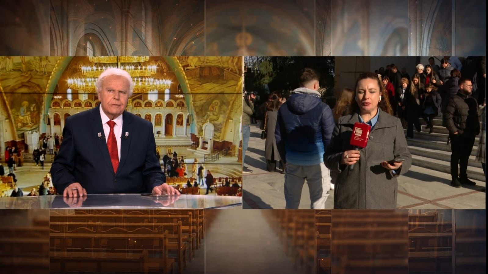 Gazetarja Elda Lame raporton direkt për RTSH nga Katedralja “Ngjallja e Krishtit”