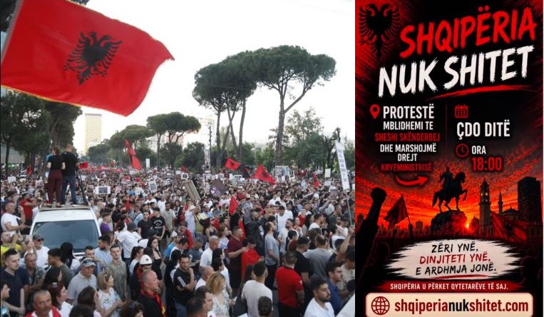 Dita e 12 të  mijëra qytetarë mblidhen sërish sot para Kryeministrisë për rrëzimin e qeverisë Rama  Shqipëria nuk shitet