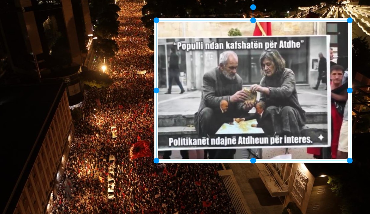 FOTOLAJM  Ja kush i bashkon mijëra shqiptarë në shesh   Populli ndan kafshatën për Atdheun    Politikanët ndajnë Atdheun për interes 