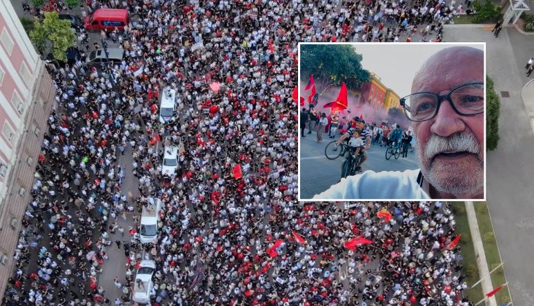  Rama n burg   Aktori i njohur Çun Lajçi përlotet në protestë  Një gjeneratë rinore është çuar në këmbë për t u kujtuar njerëzve që atdheu nuk është plaçkë tregu 