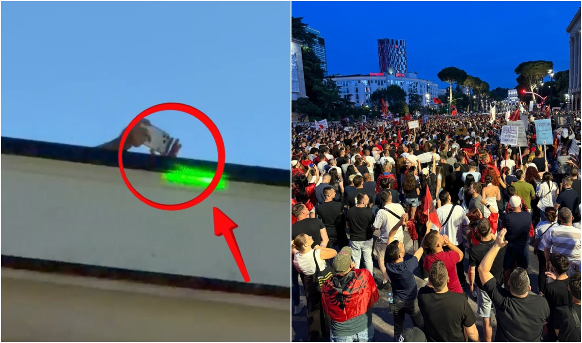 VIDEO  Protesta paqësore filmohet dhe fotografohet nga agjentë me maska  qytetarët i diktojnë me dritë lazer