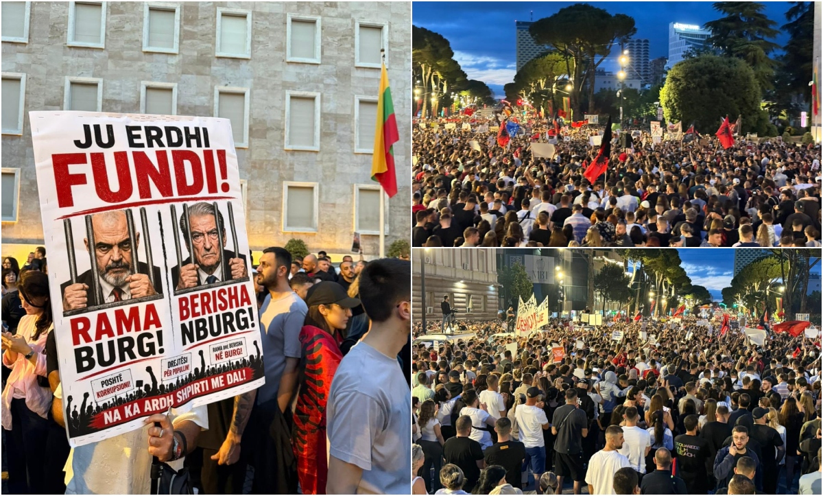 FOTOLAJM  Sheshi para kryeministrisë mbushet me mijëra protestues  pamje nga tubimi masiv për largimin e Qeverisë