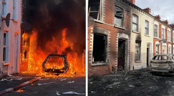 shperthejne-protestat-kunder-emigranteve-ne-irlanden-e-veriut-shkak-nje-sulm-me-thike-nga-nje-azilkerkues-digjen-makina-dhe-ndertesa-bllokohen-rruget-video