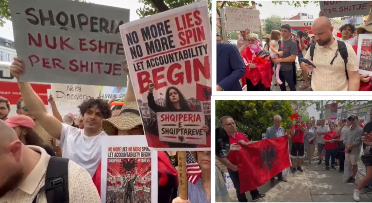 Diaspora shqiptare proteston edhe në SHBA  mblidhen para ambasadës në Uashington dhe kërkojnë dorëheqjen e qeverisë dhe Ramës