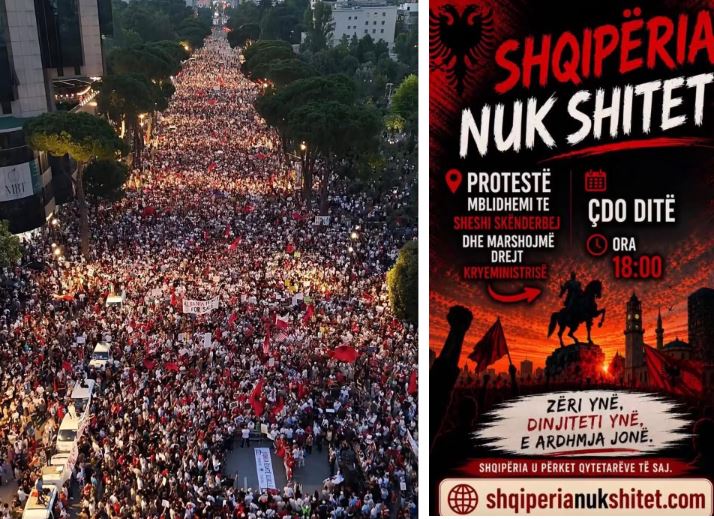 Mijëra qytetarë mblidhen sërish sot para Kryeministrisë për rrëzimin e qeverisë Rama  Shqipëria nuk shitet