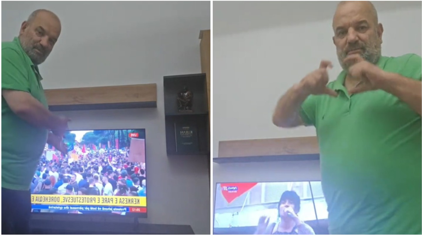 VIDEOLAJM  Ilir Vrenozi ndjek protestën tek News24  habitet me pjesëmarrjen e mijëra qytetarëve dhe ia merr valles